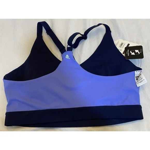 Love & Sports Navy Blue Reversible Adjustable Halter Sports Bra - New - Picture 6 of 12